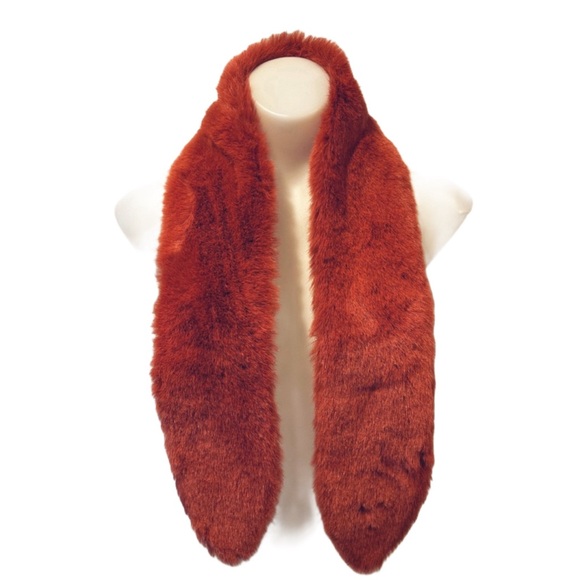 [ 2 FOR $40 ] MADE IN FRANCE VINTAGE ORANGE FAUX FUR SCARF - Picture 1 of 3